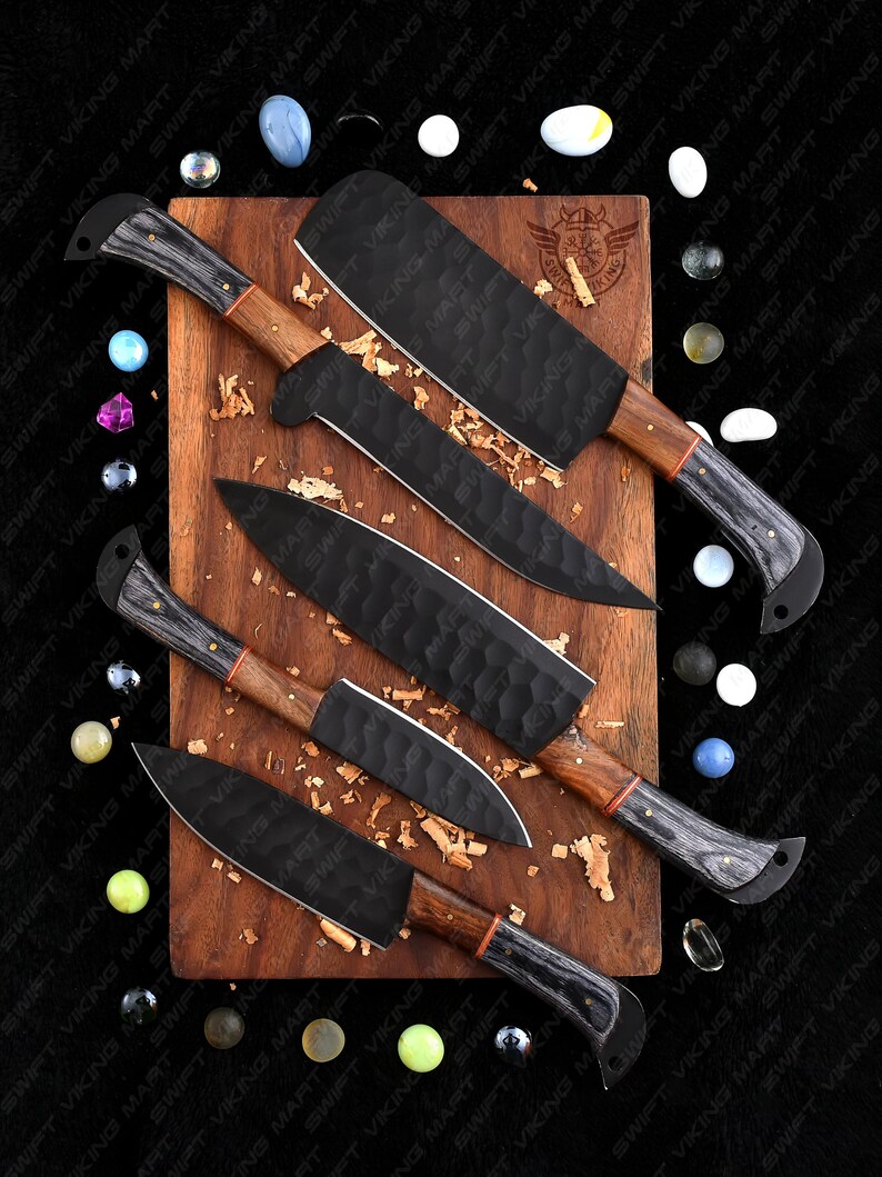 Custom Handmade Forged High Carbon Steel 5-Pcs Kitchen Knife Set, Chef Knives With Roll Bag, Gift for Your Lover Ones