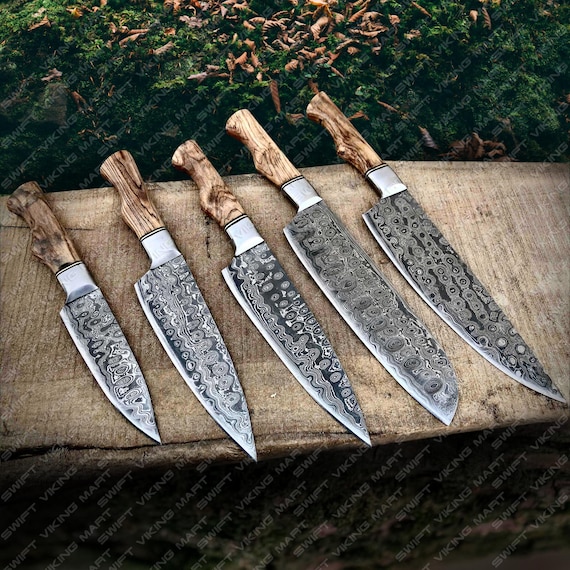 Handmade Damascus Chef Knife Set | Japanese Kitchen Knives With