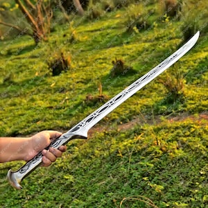 Handgemaakt roestvrijstalen Viking-zwaard displaystuk, filmreplica Elven King, 38-inch lange kerst