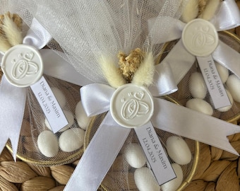 Personalized Wedding Engagement  Keepsake: Cross Seal, Dried Flowers & Candies