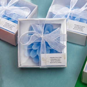 Bomboniera personalizzata con sapone Blue Lotus - Regalo di ringraziamento per matrimonio, baby shower, fidanzamento e festa