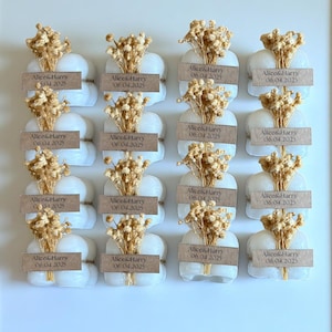 Candela a bolle personalizzata con fiori secchi • Regalo personalizzato con nome e data • Bomboniera per baby shower • Souvenir rustico per matrimonio e fidanzamento