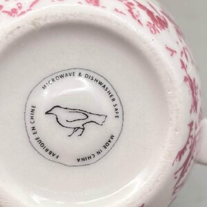 Anthropologie Pink & White Floral Mug Blue “J” Monogram Initial Cup Mug image 6