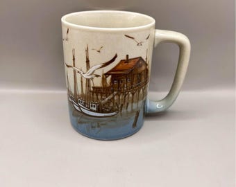 Vintage Otagiri Sailboats Boats Ships Coffee Mug Tea Cup Japan