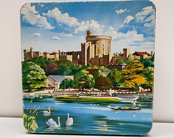 Vintage Peek Frean Windsor Castle River Thames Square Biscuit Tin