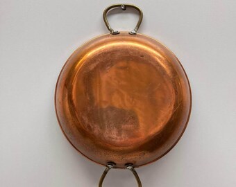 Vintage 5” Copper Au Gratin Pan with Brass Handles – Small French Butter Warmer / Sauce Pan