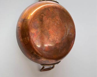 Vintage 6.5” Copper Au Gratin Pan Brass Handles – Small French Butter Warmer/Sauce Pan