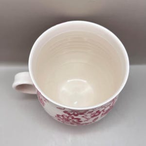 Anthropologie Pink & White Floral Mug Blue “J” Monogram Initial Cup Mug image 7