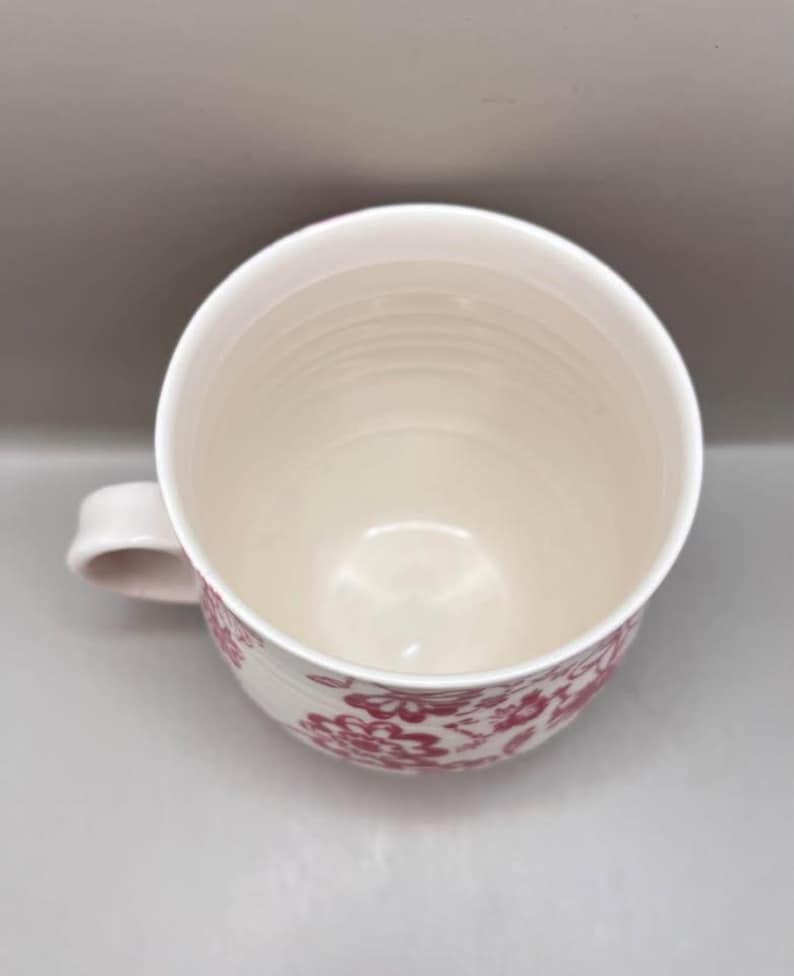 Anthropologie Pink & White Floral Mug Blue “J” Monogram Initial Cup Mug image 7