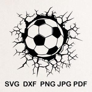 Mur fissuré ballon de football SVG, fichier de coupe football (téléchargement numérique)