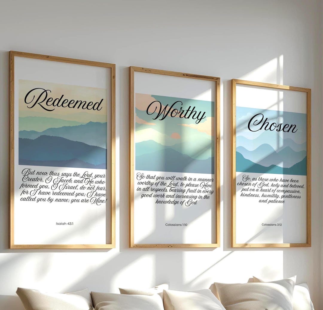 Christian Wall Art Bible Verse Print Set Digital Download Inspirational ...