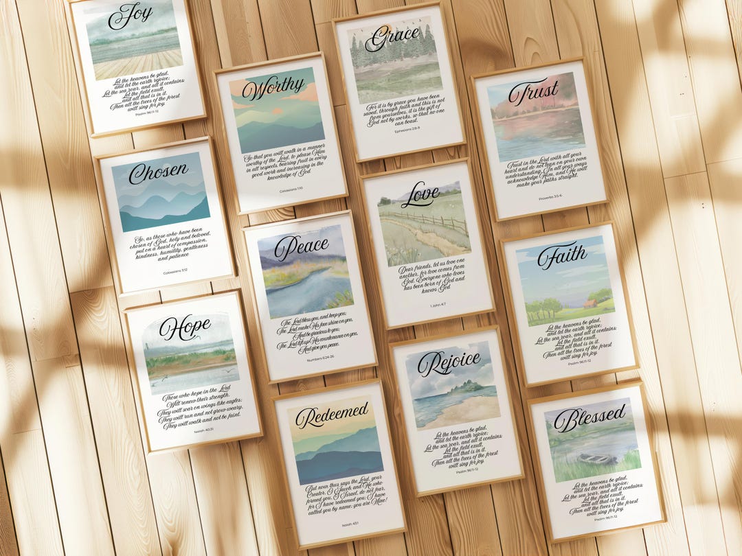 Christian Wall Art Bible Verse Print Set Digital Download Inspirational ...