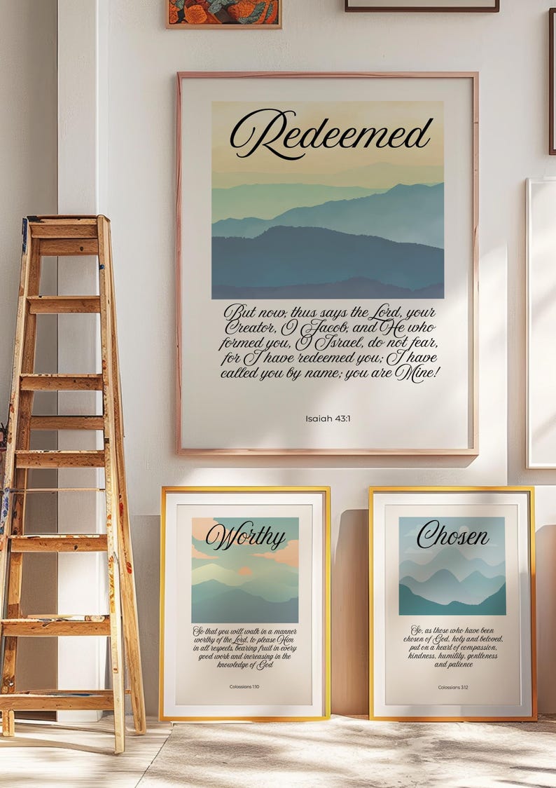 Christian Wall Art Bible Verse Print Set Digital Download Inspirational ...
