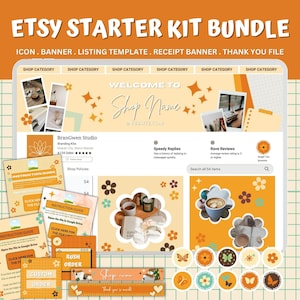 Etsy Shop Branding Kit Bundle, Editable Templates for Banner, Logo, Listing Photos & Shop Icons, Canva Templates for Etsy Shop Owners