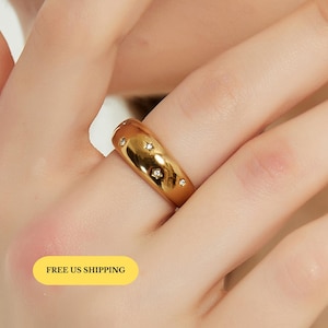 Londyn gold star ring, dome ring, stacking ring, gold ring, celestial ring, star dome ring, chunky ring, thick ring, statement ring, gift