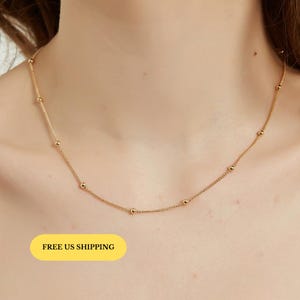 Elise satellite chain Necklace, ball chain necklace, dainty ball chain necklace, silver chain necklace, satellite necklace, chain necklace