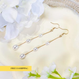 E242 pearl earrings, long pearl earrings, pearl dangle earrings, long earrings, pearl drop earrings, wedding earrings, bridal earrings, gift