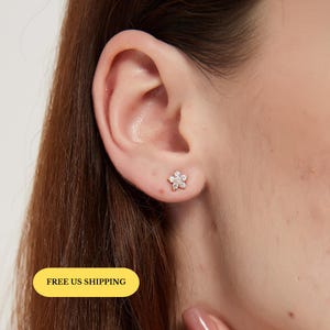18k gold vermeil Juliette gold flower earrings, flower studs, cz flower studs, diamond flower studs, dainty stud earrings, floral earrings