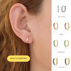 E162 paved huggie hoop earrings, huggie earrings, paved hoops, pave huggie earrings, dainty huggie hoop earrings, dainty earrings, gift