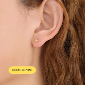 18k gold vermeil E097 Gold Ball Earrings, gold Ball Studs, Gold Earrings, Gold ball Stud Earring, Ball Stud Earring, Ball Earring, Gold Stud