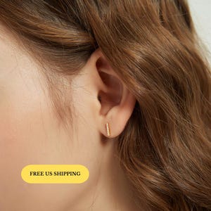 18k gold vermeil Juliana gold stud earring, rod stud, gold stud earrings, pave bar stud earrings, bar studs, bar earrings, pave bar earrings