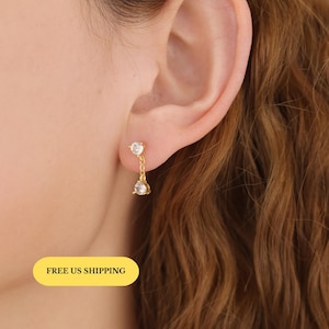 E175 diamond dangle earrings, stud earrings, gold drop earrings, diamond earrings, diamond dangle earrings, crystal dangle earrings, gift