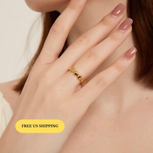 Rachel gold heart ring, gold ring, adjustable ring, heart link ring, heart chain ring, stacking ring, stackable ring, link ring, love ring