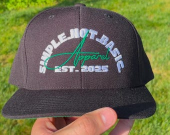 Embroidered Logo Snapback Hat: Minimalist Streetwear Cap