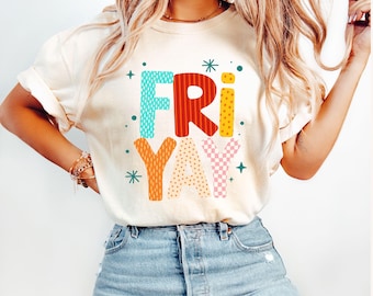 Fri Yay Shirt, Colorful Friday Teacher Tee, Retro Teacher Shirt