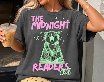 Midnight Readers Club Shirt, Book Lover Cat Tee, Funny Reading Shirt, Bookish Graphic Tee, Book Club Shirt, Booktok Sweatshirt, Book Girl