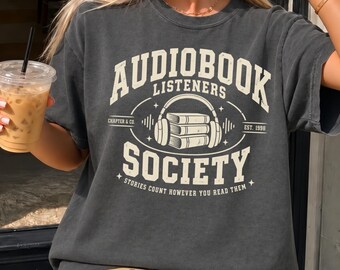 Audiobook Listeners Society Shirt, Book Lover Varsity Shirt, Audiobook Reader Gift, Reading Club Tee, Bookish Shirt, Gift for Book Nerd
