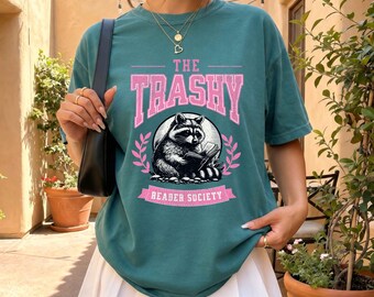 Trashy Reader Society Shirt, Funny Book Lover Tee, Raccoon Reading Shirt, Bookish Graphic Tee, Reader Gift, Book Club Shirt