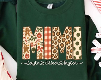 Personalized Mimi Christmas Shirt, Custom Grandkids Names Sweatshirt, Mimi Christmas Sweatshirt, Holiday Mimi Shirt, Best Gift for Grandma