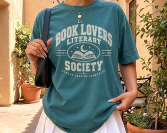 Book Lovers Literary Society Shirt, Book Lover T-Shirt, Reading Club Tee, Bookish Gift for Readers, Vintage Collegiate Book Shirt