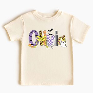 Personalized Girls Halloween Shirt, Custom Name Kids Halloween Shirt, Cute Kids Halloween Shirt, Halloween First Initial Shirt, Toddler Tee