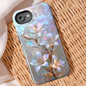 Lily Phone Case Stained Glass cover for iPhone 16e, 16, 16 Pro, 15, 15 Pro, 14, 13, 12,  Samsung S25 Ultra, S24 Ultra, S23, S22, Pixel 9, 8