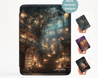 Bookstore Kindle Paperwhite case 12th Gen with Strap Magnetic Back, Kindle Colorsoft case Vegan Leather Bookish Kindle cover Auto Sleep Wake