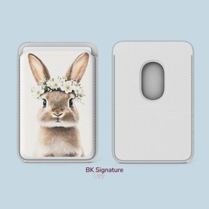 Carteira magnética Cute Bunny Magsafe, porta-cartões Cute Rabbit, compatível com iPhone 16, iPhone 14, iPhone 13 Pro, 12 Mag Safe