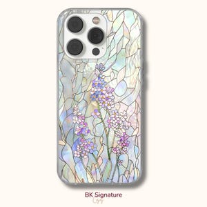 Wildflower Phone Case Stained Glass cover for iPhone 16e, 14, 13, 12, 11, SE, Samsung S25 Edge, A15, S21, S23, Pixel 9A, 8 Pro