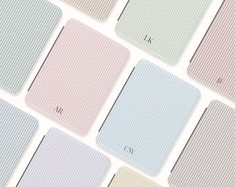 Striped Kindle Paperwhite case 12th Gen with Strap, Magnetic Back, Kindle Colorsoft cover Vegan Leather Custom Kindle case Book Lover Gift