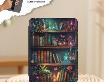 Funda Bookish para Kindle con correa de mano y parte trasera magnética para Paperwhite de 12.ª generación / Funda para Kindle Signature Edition Colorsoft / Función de encendido y apagado automático