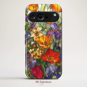 Wildflower Phone Case Stained Glass cover for Google Pixel 9, 9 Pro XL, 9A, 9 Pro, 8, 8 Pro, 7, 7 Pro, iPhone 16e, 16 Pro, Samsung S25 Ultra