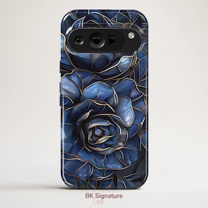Rose Phone Case Floral Stained Glass cover for Google Pixel 9, 9 Pro XL, 9A, 9 Pro, 8, 8 Pro, 7, 7 Pro, iPhone 16e, 16 Pro, 15, 14, Samsung