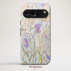 Wildflower Phone Case Stained Glass cover for Google Pixel 9, 9 Pro XL, 9A, 9 Pro, 8, 8 Pro, 7, 7 Pro, iPhone 16e, 16 Pro, Samsung S25 Ultra