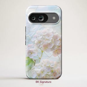 Hydrangea Phone Case Stained Glass cover for Google Pixel 9, 9 Pro XL, 9A, 9 Pro, 8, 8 Pro, 7, 7 Pro, iPhone 16e, 16 Pro, Samsung S25 Ultra
