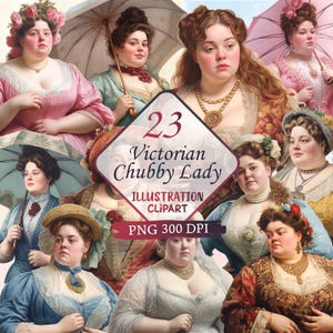 Clipart dame victorienne, Bundle dame potelée victorienne, clipart Png, usage Commercial des cliparts, illustration des cliparts, sublimation, Png victorien
