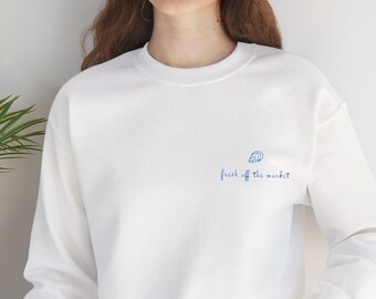 Fresh Off the Market Oyster Embroidered Sweatshirt | Minimalist Custom Bride & Bachelorette Cozy Crewneck