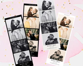 Photo Strip Design Wedding Save-the-Date | Editable Canva Template | Printable Wedding Stationery Collection