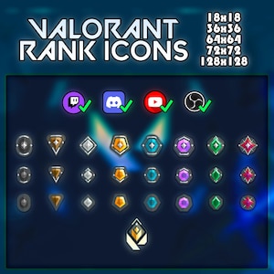 VALORANT Rank Icon Pack - Discord/Twitch/YouTube/OBS - hoogwaardige .png-bestanden