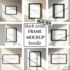 Modern Frame Mockup Set | Black Frames in Natural Light | Black Wood Frame Mockup Bundle